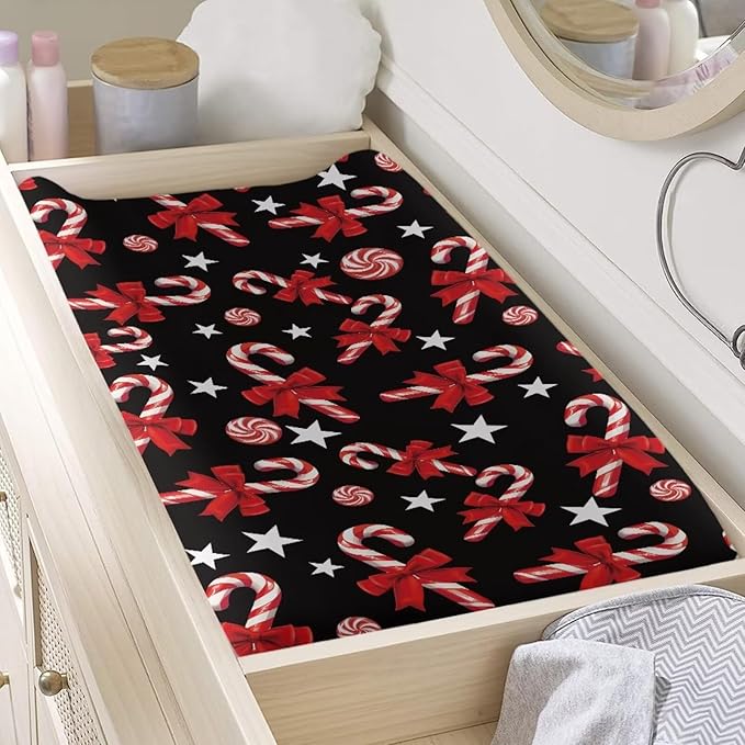 Christmas Diaper Change Table Covers for Baby Soft Cute Changing Pad Cover for Baby Washable Cradle Mattress Sheets for Nursery Gift for Holiday