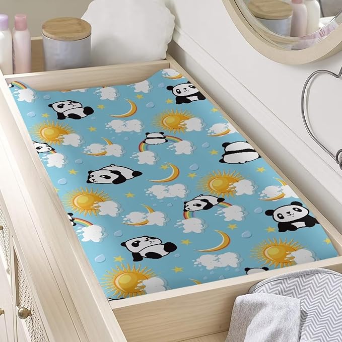 Cute Panda Changing Pad Cover Infant Newborn Changing Table Covers Boys Girls Diaper Table Change Mat Sheet Cover Soft Washable
