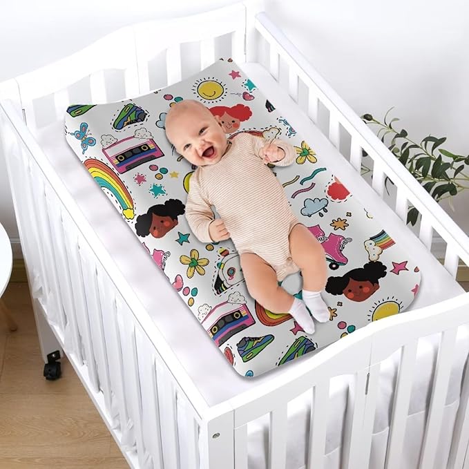 Rainbow Baby Changing Pad Cover Waterproof Breathable Nursery Pad Change Cover for Boys Girls Lightweight Cozy Diaper Changing Mat Cover