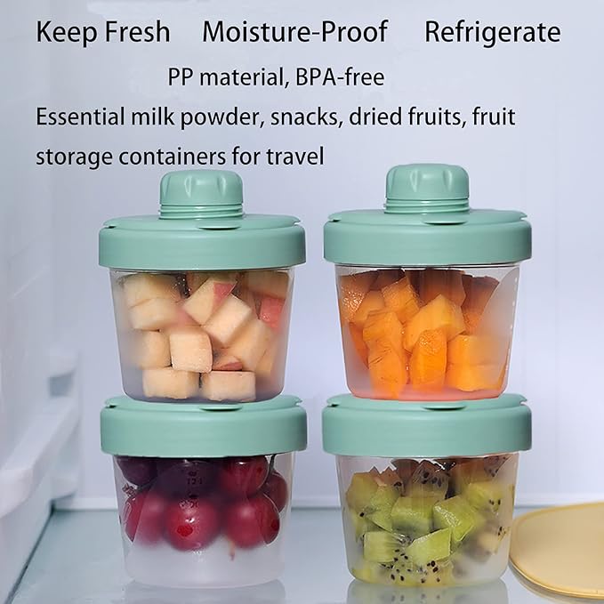 4 Layers Baby Milk Powder Formula Dispenser on The go, Baby Formula Containers for Travel, Formula Holder Mixer, Baby Feeding Snack Storage Container, Portable, Stackable, Non-Spill, BPA-Free
