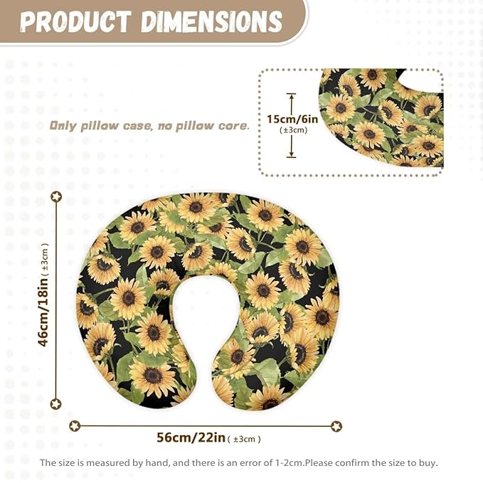 Sunflower Ultra Soft Baby Nursing Pillow Cover with Hidden Zipper Comfortable Durable Breastfeeding Pillow Replacement Cover for Baby Girls Boys Shower Gift