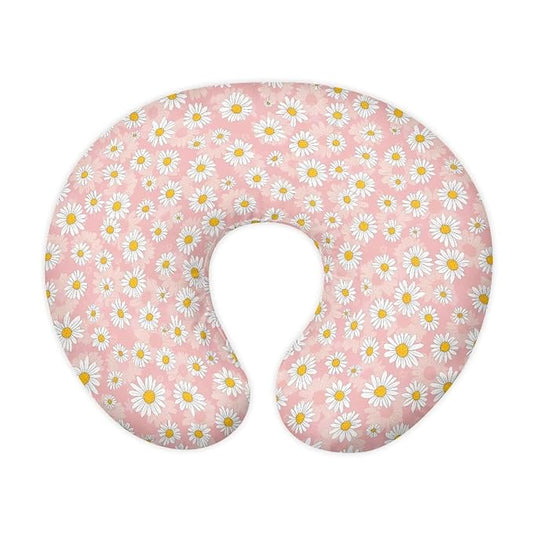 Pink Cow Stripes and Daisy Nursing Pillow Cover for Baby Boy Girl Ultra Soft Comfortable Newborn Nursing Pillow Case Stain Resistant and Scratch Resistant