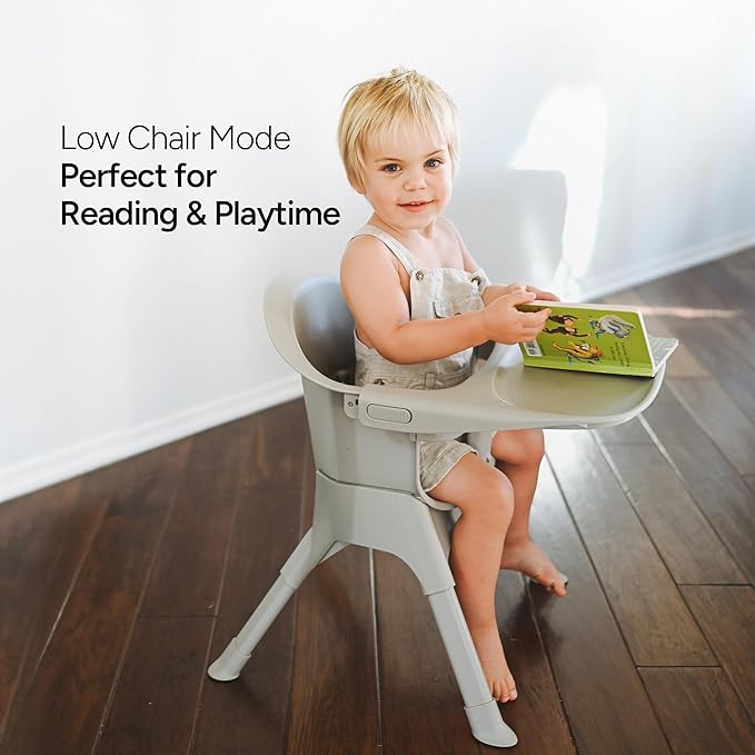 Mompush Olli 7-in-1 Convertible High Chair for Babies and Toddlers – Adjustable Height & Footrest, Dishwasher-Safe Tray, Compact Foldable Design for Easy Storage & Travel, Lightweight Yet Durable