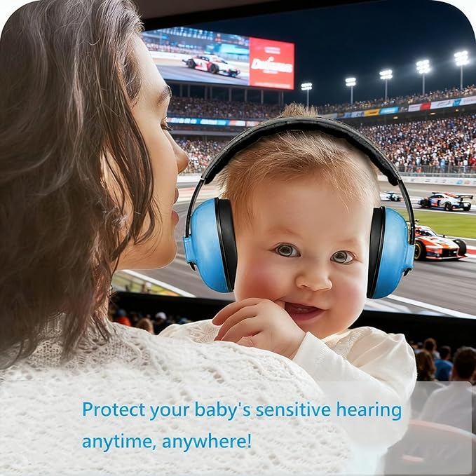 Baby Noise Cancelling Headphones Infant Ear Protection Comfortable Noise Reduction Ear Muffs for Babies Toddler 1 Months to 2 Years, Blue