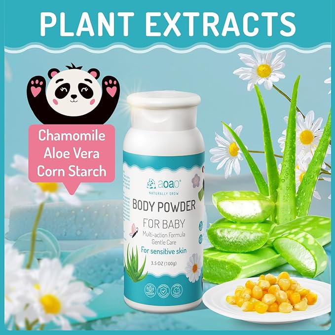 Baby Body Powder | Cornstarch + Lavender Pollen Formula, Gentle Care & Rash Prevention, Talc-Free, Soothing & Moisture-Absorbing, Newborn Essential, Suitable for Sensitive Skin, 100g/3.5oz (1pack)