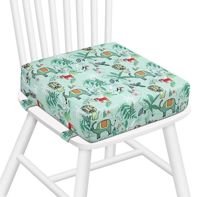 Zicac Portable High Chair Increasing Seat Cushion for Travel Dining Seat Pad for Toddler Kids Baby Infant Washable Thick Chair Seat Pads (Green)