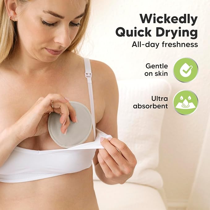 14-Pack Reusable Nursing Pads for Breastfeeding-Soft & Absorbent 4-Layers Washable Breast Pads for Leaking Milk,Viscose from Bamboo Breastfeeding Essentials,Nipple Covers(Neutrals, L 4.8")