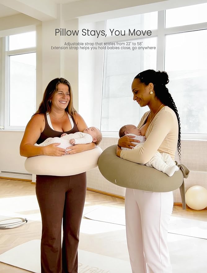 lulumoon Muslin Nursing Pillow Covers - 2-Pack Cotton Slipcovers for Breastfeeding Pillow - Extended Adjustable Strap for Secure Fit & Stable Support - Hidden Zipper Safety for Bottle-Feeding