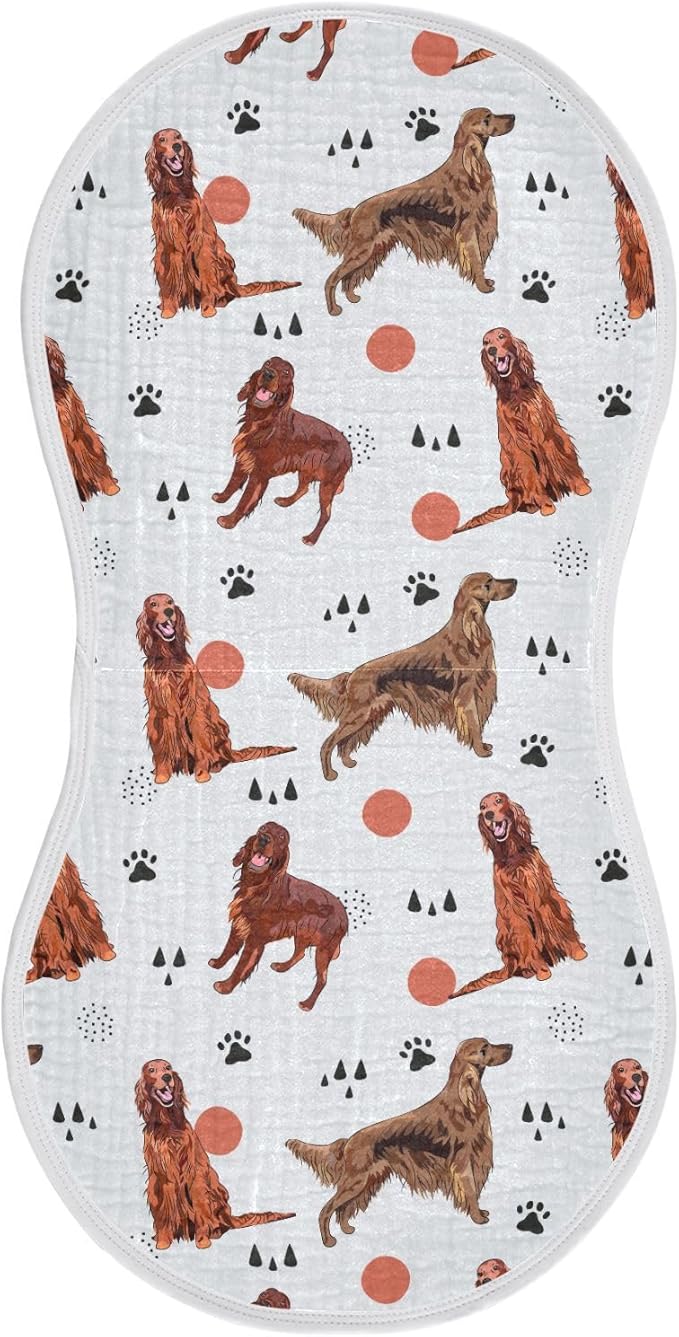 vvfelixl Muslin Burp Cloths Irish Setter Dog Pattern Baby Washcloths for Baby Girl Boys 2 Pack