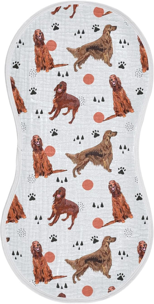 vvfelixl Baby Burp Cloths Irish Setter Dog Pattern Baby Newborn Cotton Burping Cloths Set Baby Washcloths 4 Pack