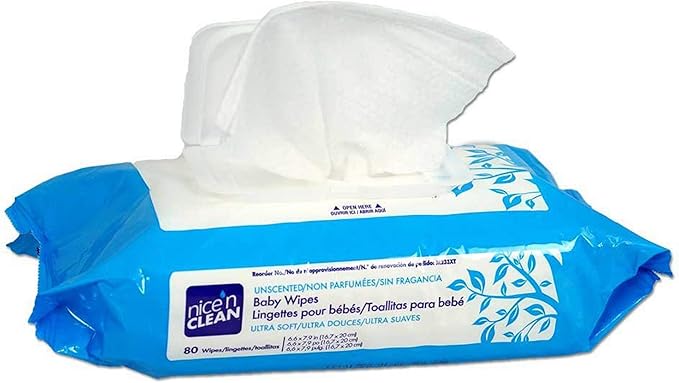 Nice 'N Clean Baby Wipes Soft-Pack with Aloe - Unscented, Hypoallergenic, 80 Wipes (Pack of 12)
