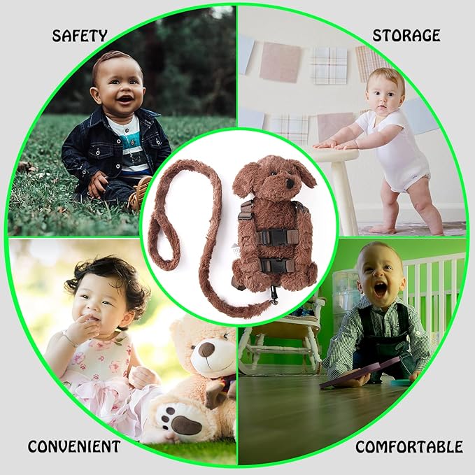 2 in 1 Naughty Dog Toddler Backpack Harness with Safety Leash for Children’s Walking Toddler Leash for 1-3 Years Old Boys and Girls