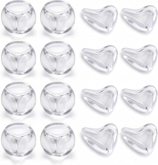 16 Pack Clear Baby Corner Protectors – Teardrop-Shaped & Spherical Furniture Edge Guards for Baby Proofing – Soft PVC Table Corner Covers for Safety on Tables, Cabinets – Childproof Bumpers for Home