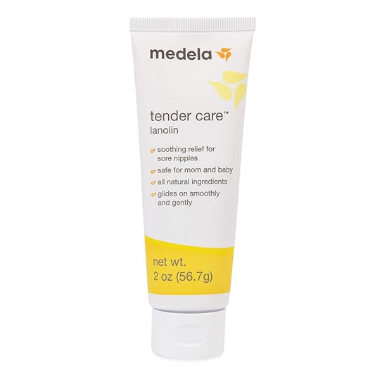 Medela, Tender Care, Lanolin Nipple Cream for Breastfeeding, All-Natural Nipple Cream, Tender Care Lanolin, Offers Soothing Protection, Hypoallergenic, All-Natural Ingredients, 100% Safe, 2 oz. Tube