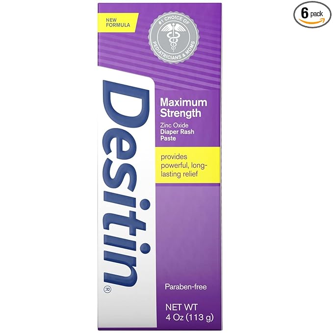 Desitin Maximum Strength Diaper Rash Paste 4 oz tube (Pack of 6)
