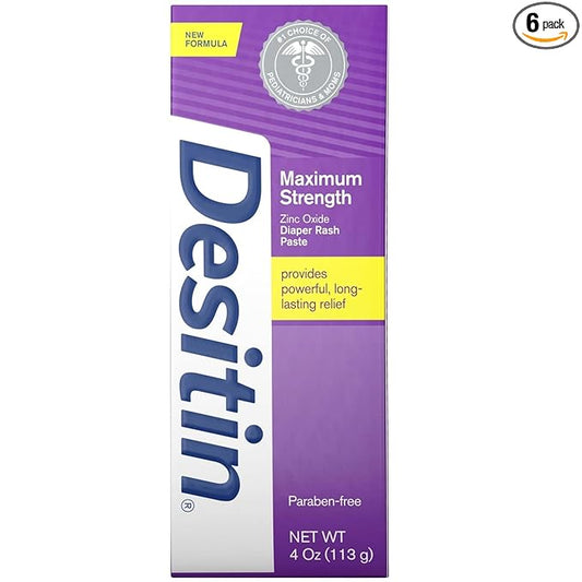 Desitin Maximum Strength Diaper Rash Paste 4 oz tube (Pack of 6)