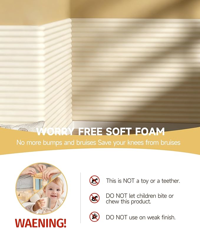 7.9''W Extra-Wide Edge Protector, 6.56FT 0.79''Th Baby Proofing Corner Guards, Safety Furniture Bumper, Pre-Taped, Thick Soft Rubber Foam Padding for Fireplace Table Stair Cabinet (Beige)