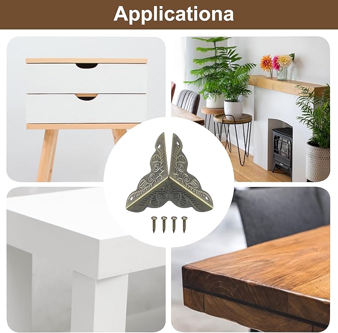 uxcell 8 Pcs Metal Box Corner Protectors 1"x1" Corner Protectors Decorative with Mounting Screws for Storage Box Cabinets Wooden Chest, Bronze