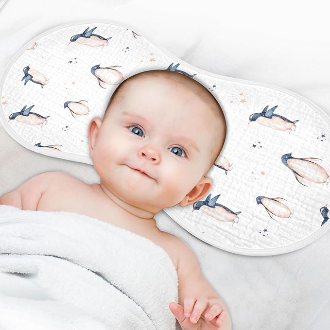 vvfelixl Baby Burp Cloths Watercolor Penguins Baby Newborn Cotton Burping Cloths Set Baby Washcloths 4 Pack White
