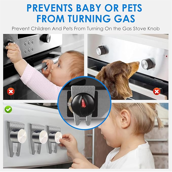 6 PCS Gas Stove Knob Locks, Silicone Oven Knob Safety Covers Baby Proof, Gas Stove Knob Covers for Baby and Pets Safety (Gray)
