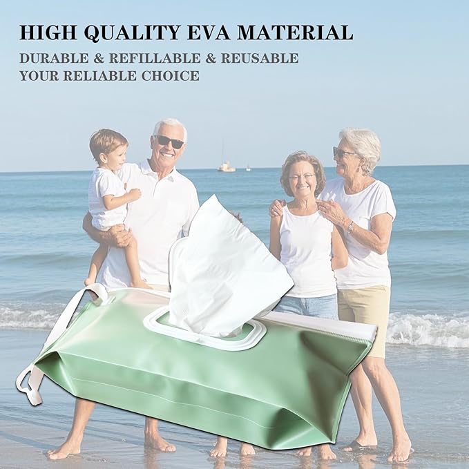 Reusable Wipes Pouch, 4 Pack Wipe Holder for Diaper Bag, Portable Refillable Wipes Container Dispenser for Travel & Home Use