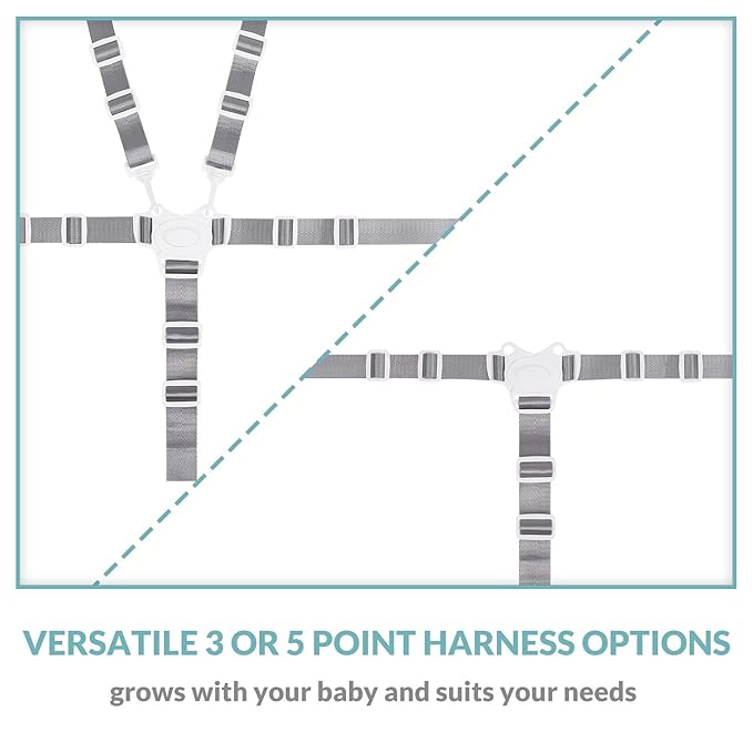 High Chair Straps, Replacement 5-Point Harness for Stroller, High Chair, Pram, Buggy – Adjustable Safety Belt for Kids, Comfortable, Durable, Easy Installation