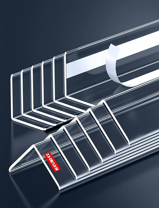 12PCS Clear Self-Adhesive Wall Corner Protectors，Corner Guards & Edge Protector for Wall Door Frame Cabinet Baseboard & Door, Table, Stair (36" x 1.0")
