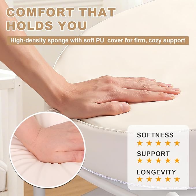 Baby Changing Pad for Dresser, with Wipeable Waterproof PU Cover, Contoured Diaper Changing Pad with Non-Slip Safety Belt, Portable Lightweight Changing Mat with Cushioned Foam, Beige