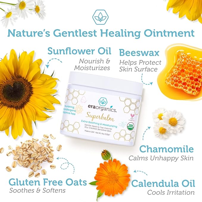 Era Organics Baby Healing Ointment & Diaper Balm – Organic Baby Balm for Eczema, Cradle Cap & Sensitive Skin + Organic Diaper Ointment – Moisturizing Relief for Dry, Irritated Skin (4 oz + 2 oz)