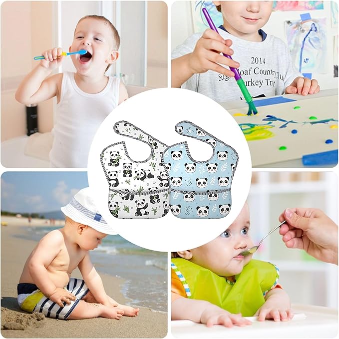 Bibs Cute Baby Stuff 2Packs for 6-24 Months Waterproof Washable Fabric