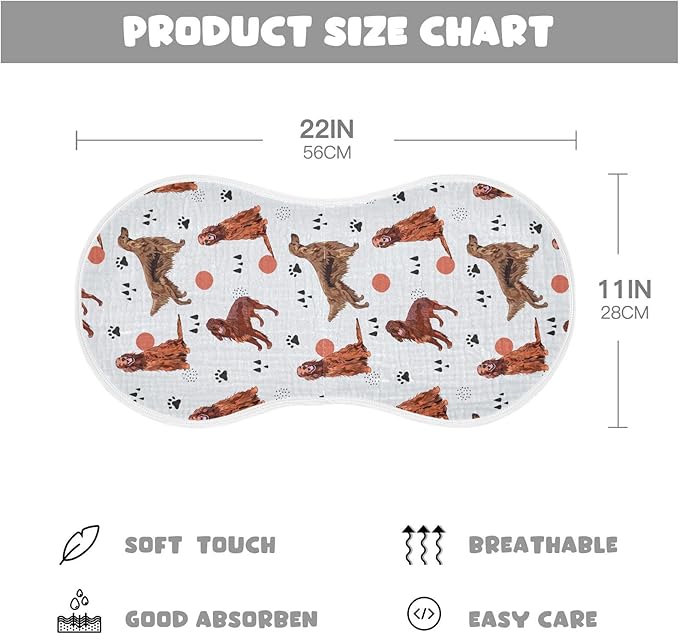 vvfelixl Irish Setter Dog Pattern Burp Cloths for Baby Boy Girls Baby Washcloths Burp Rags 1 Pack