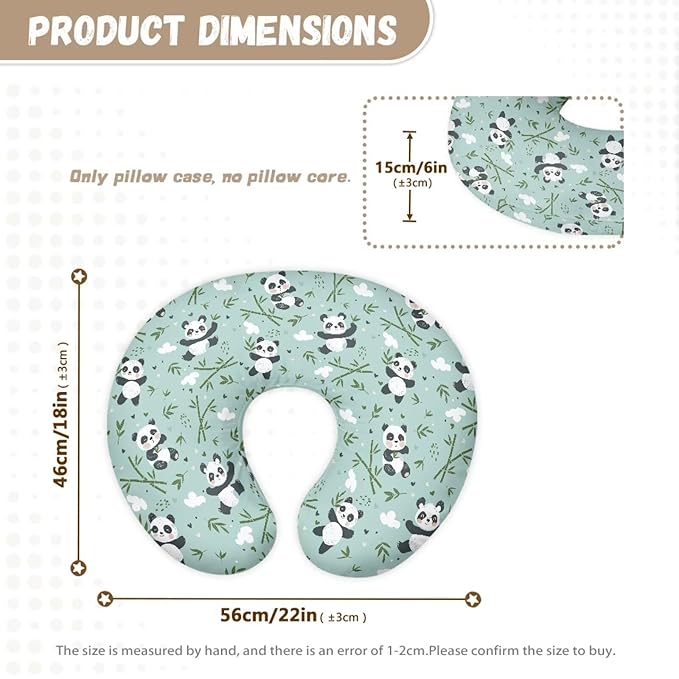 Panda Bamboo Nursing Pillow Covers for Breastfeeding Pillows Ultra Soft Nursing Pillow Slipcovers Elastic Feeding Pillow Covers for Baby Girl and Boys Newborn