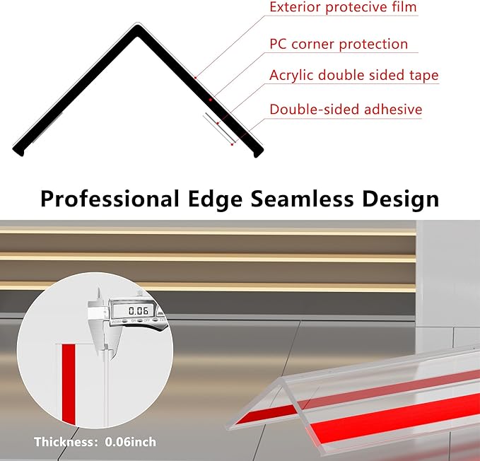 30x30mm Self Adhesive Corner Guard, 4pcs 39.4" Wall Corner Protector Strip, Flexible PVC Edge Trim, Peel and Stick Corner Protection for Furniture, Wall Edges & Table Corners