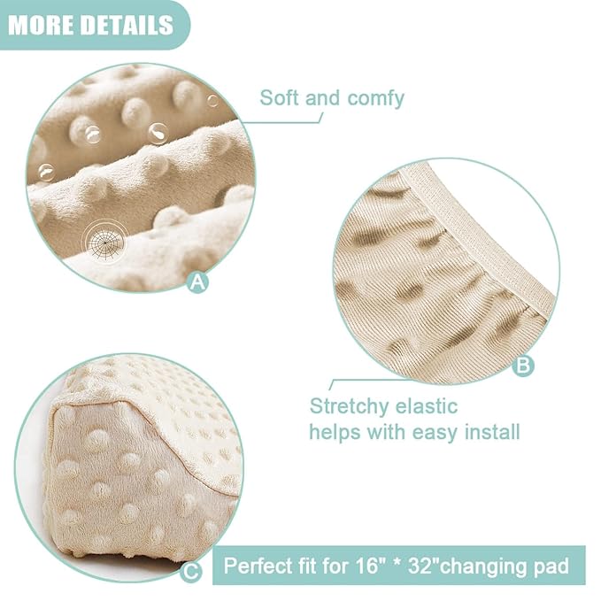 iEvolve Changing Pad Cover Ultra Soft Minky Dots Changing Table Cover Breathable Changing Table Sheet Diaper Changing Pad Cover for Baby Boys Girls (LightBeige)