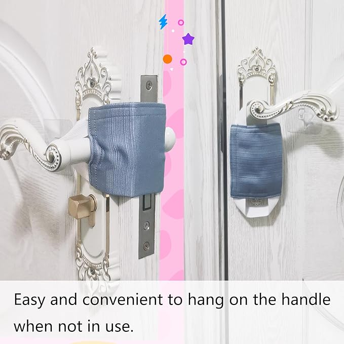 Baby Proof Door Silencer & Cloth Latch Cover, Quiet Close Anti-Slam Pads to Prevent Slamming and Accidental Locking, for Nursery and Toddler Safety (3, Grayish Blue, 4.1 * 3.1 inches)