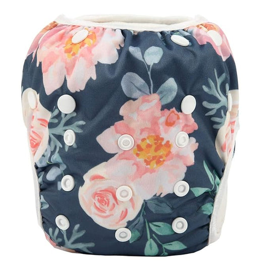 Baby Swim Diaper Nappy Reusable Adjustable 0-2 Years Old Toddler Small (Small, Floral)
