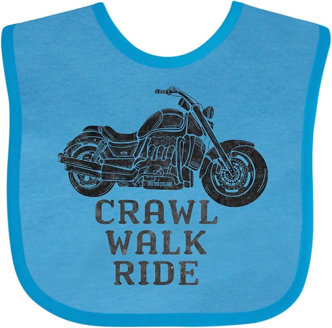 inktastic Crawl Walk Ride Motorcycle Baby Bib