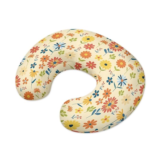 Flowers Nursing Pillow Cover with Hidden Zipper Flowers Breathable & Skin Friendly for Moms/Baby Stretchy Nursing Pillow Cover Quick-Dry Fabric