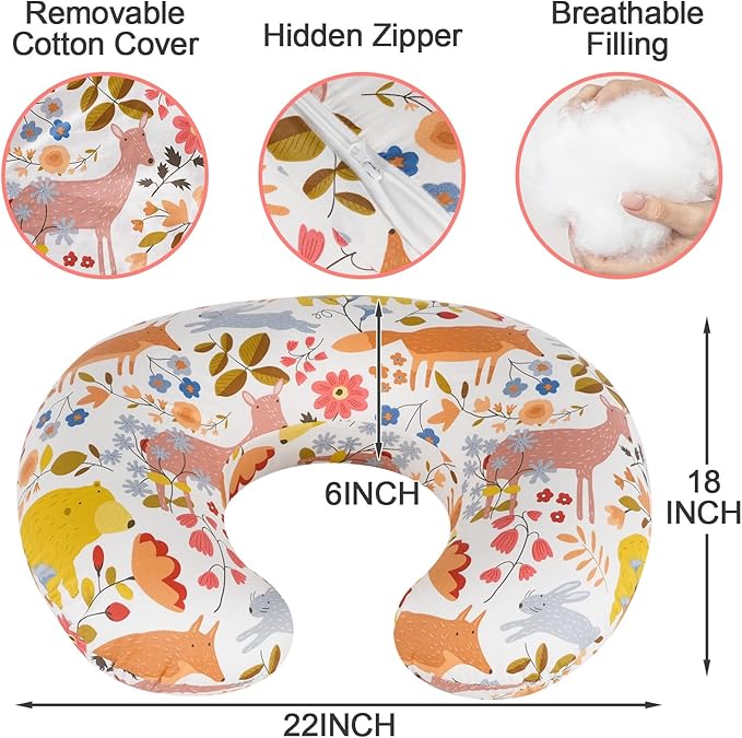 x-vesolje Nursing Pillow, Breastfeeding Pillow with Removable Cover, Ergonomic Breast Feeding Pillow, Baby Feeding Support Pillow for Mom Easier Breastfeeding- Original Size/Jungle