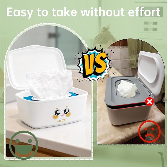Wipes Dispenser Compatible with Cottonelle Flushable Wipes, Refillable Wet Wipes Container, Small Plastic Storage Box Reusable Wipe Holder with Lid for Bathroom - DIY Customizable Stickers Included
