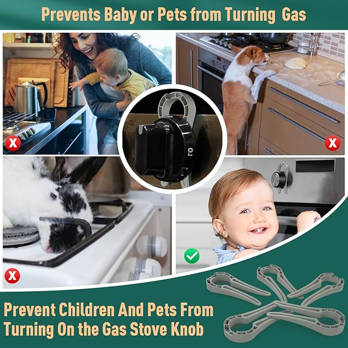 Gas Stove Safety Knob Lock, Baby Proof Stove Oven Locks, Kids Proof Stove Guard, Clear (Pack of 5)
