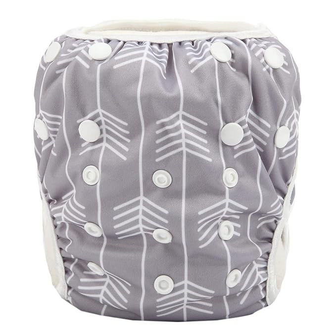 Baby Swim Diaper Nappy Pants Reusable Adjustable 0-2 Years Old Toddler Small (Small, Grey Arrow)
