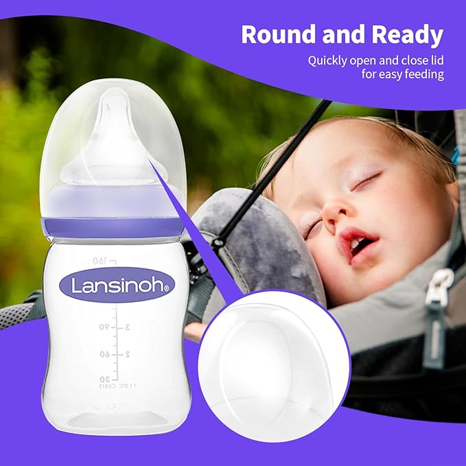 Baby Bottle Cap Compatible with Lansinoh Baby Bottles, Soft & Safe Bottle Lid, 6 Count