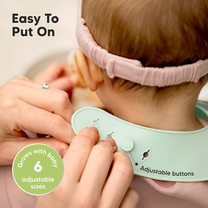 KeaBabies 2-Pack Silicone Bibs for Babies, Toddlers Girl, Boy – Sturdy Food-Grade Baby Bibs for Eating, Large Food Catcher, Clean & Put On Easily, Waterproof Toddler Feeding Essentials(Pastel Sky)