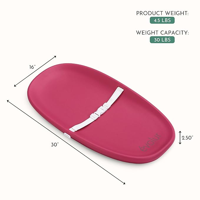 Evolur Eva Baby Changing Pad, Soft, Lightweight and Portable Changing Pad, Fits All Changing Table, Waterproof Firm Padding - Fuschia Pink