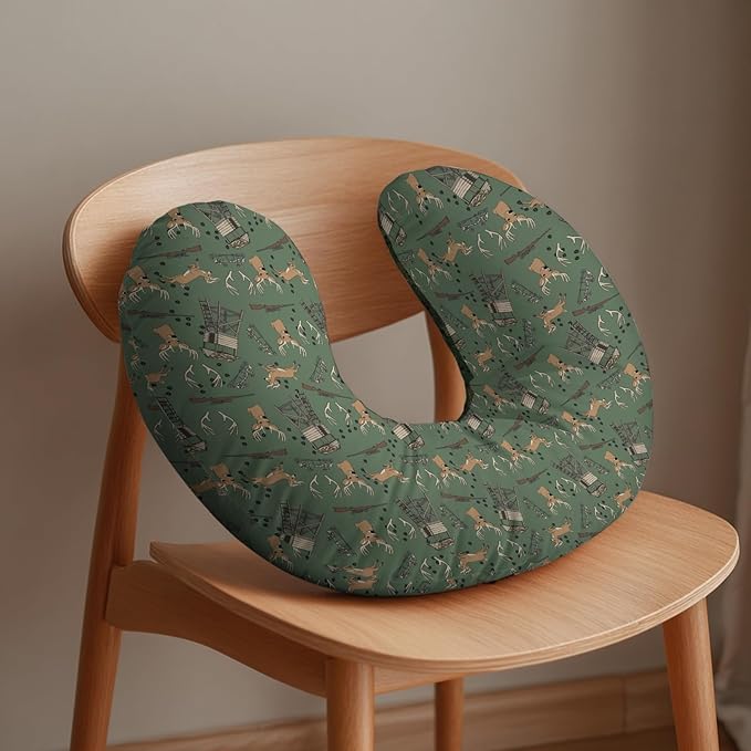 Deer Hunting Nursing Pillow Covers Hunter Tree Stand Removable Breastfeeding Slipcover Wild Animals Hunter Nursing Pillow Case for Newborn Boys Girls