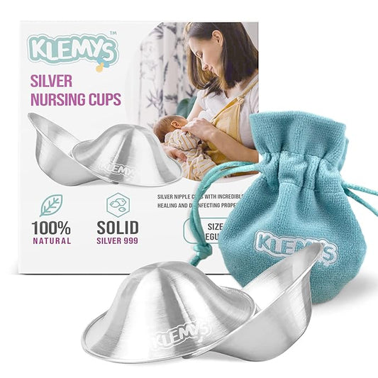Silver Nursing Cups - Nipple Shields for Breastfeeding Newborn - Breastfeeding Essentials - Newborn Must Haves - Nipple Covers Breastfeeding - 100% Silver 999 (Regular)