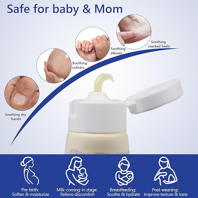 Nipple Cream Safe for Breastfeeding: Lanolin Nipples Balm 100% Natural | Sore Nipple Relief & Cracked | Soothing Protection for Nursing Moms - 30g/1.06oz