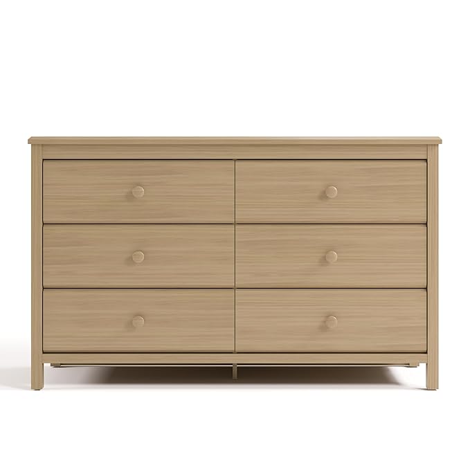 Storkcraft Alpine 6-Drawer Dresser (Driftwood) – GREENGUARD Gold Certified, Brown Dresser for Bedroom, Kids & Nursery Storage Drawers, Safety Interlocking Drawers, Pre-Installed Tracks, Kids Bedroom