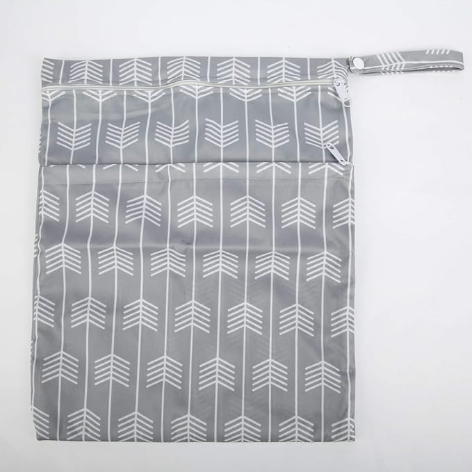 2 Wet Bags Reusable Diaper Nappy (Grey Arrow and Chevron)